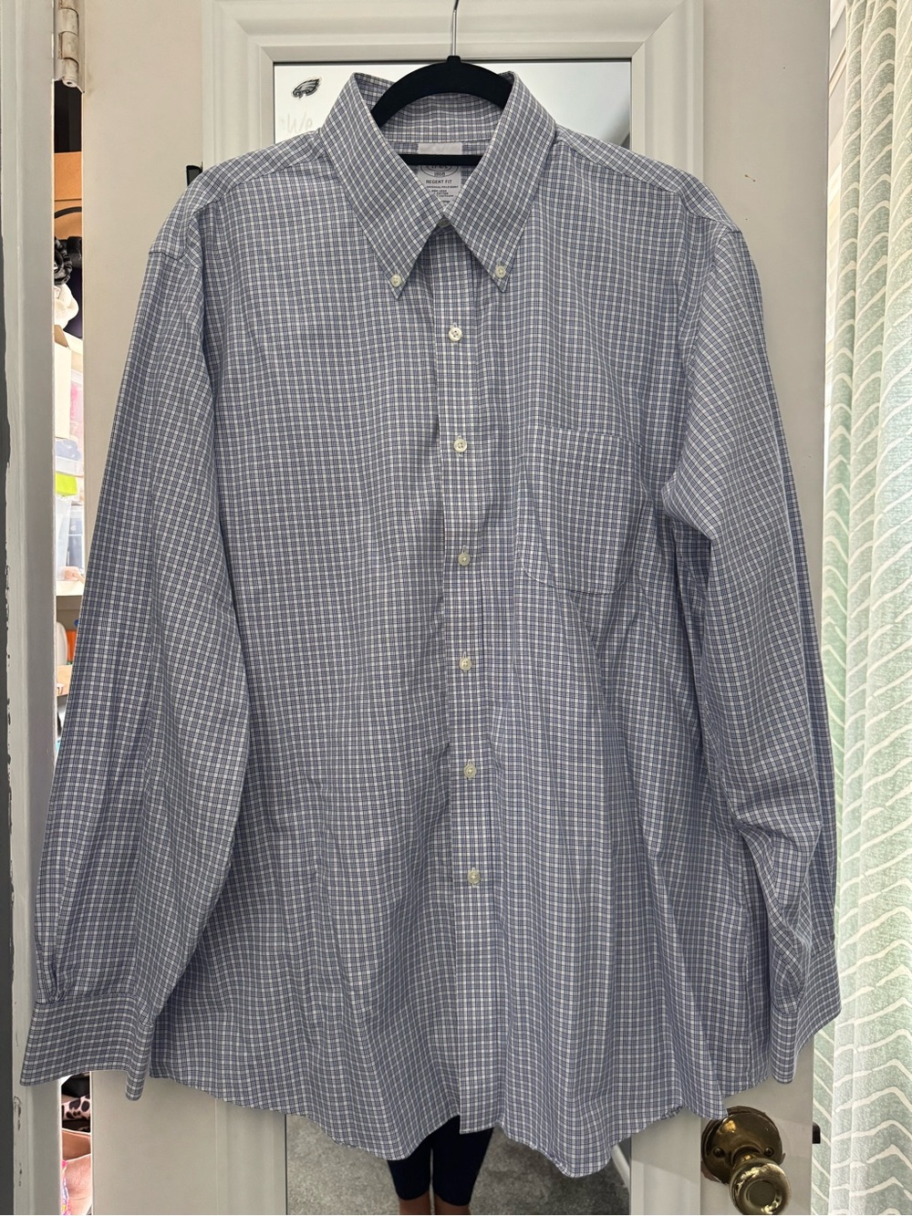 Brooks Brothers Blue Checked Button-Down Dress Shirt